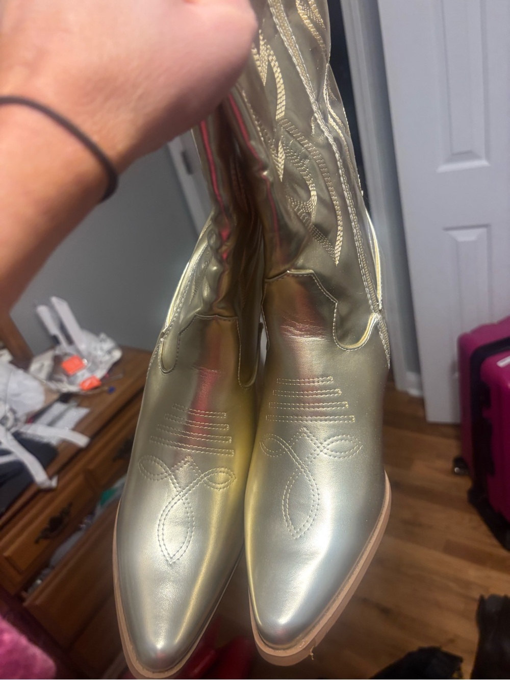 Zanadi Metallic Gold Western Heeled Boots - Picture 3 of 3